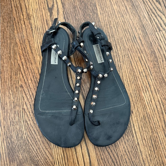 Balenciaga Stud T Strap Sandals - Picture 1 of 5